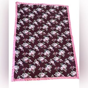 Handmade Pink Patchwork Baby Quilt 32x45 | Floral Reversible Blanket‎ | New